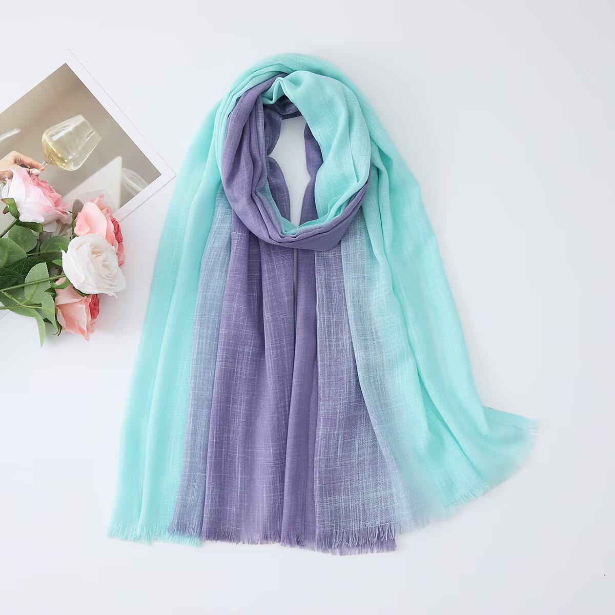 K1210 Two-color bamboo cotton headscarf autumn and winter two-end long scarf Middle Eastern headscarf Arab headscarf shawl wholesale