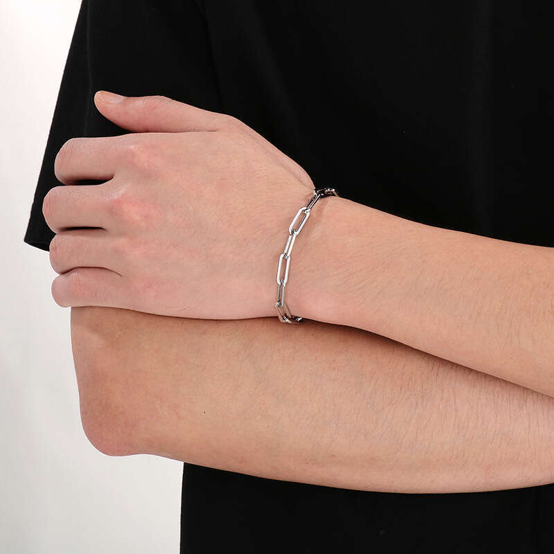 DHCollections Unisex Chunky Square Link Chain Necklace & Bracelet Stainless Steel Minimalist Jewelry
