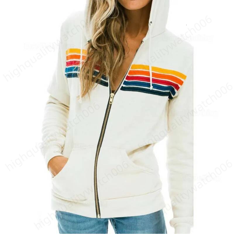 Aviater Designer Nation Women Hoodys Mens Hoodies Rainbow Hoodie Women Black White Rainbow Sweatshirts Pocket Zip Up Couple Sweatshirt Sweat Shirt With Pants 382