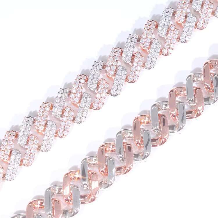 XG 10mm Moissanite Cuban Chain Necklaces for Men Pass Diamond test 925 Silver Iced Out Vvs Moissanite Cuban Link Chains