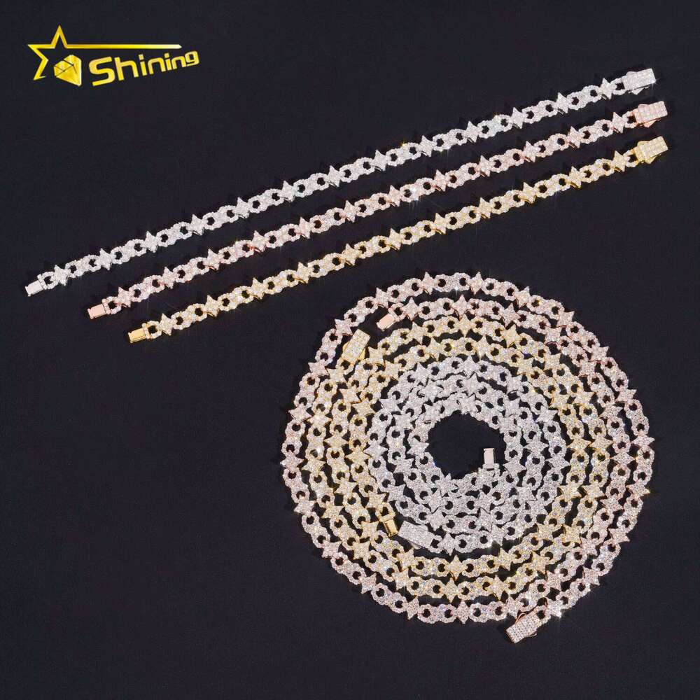 New Design Moissnaite Sterling Sier Gold Plated Unisex Necklace Bracelet Jewelry Set