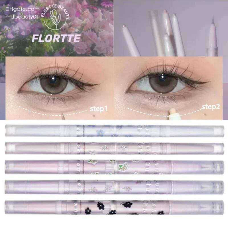 FLORTTE Double Head Eyeshadow Eyeliner Silkworm Stick Matte Pearl Glitter Eye Shadow Liner Pencil Highlighter Pen Eyes Makeup X250702
