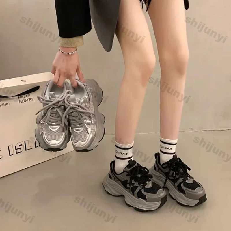 Chunky Platform Sneakers for Women Spring Fi Thick Sole Vulcanized Shoes Woman N Slip Mesh Breathable Casual Sports ShoesXJ260702