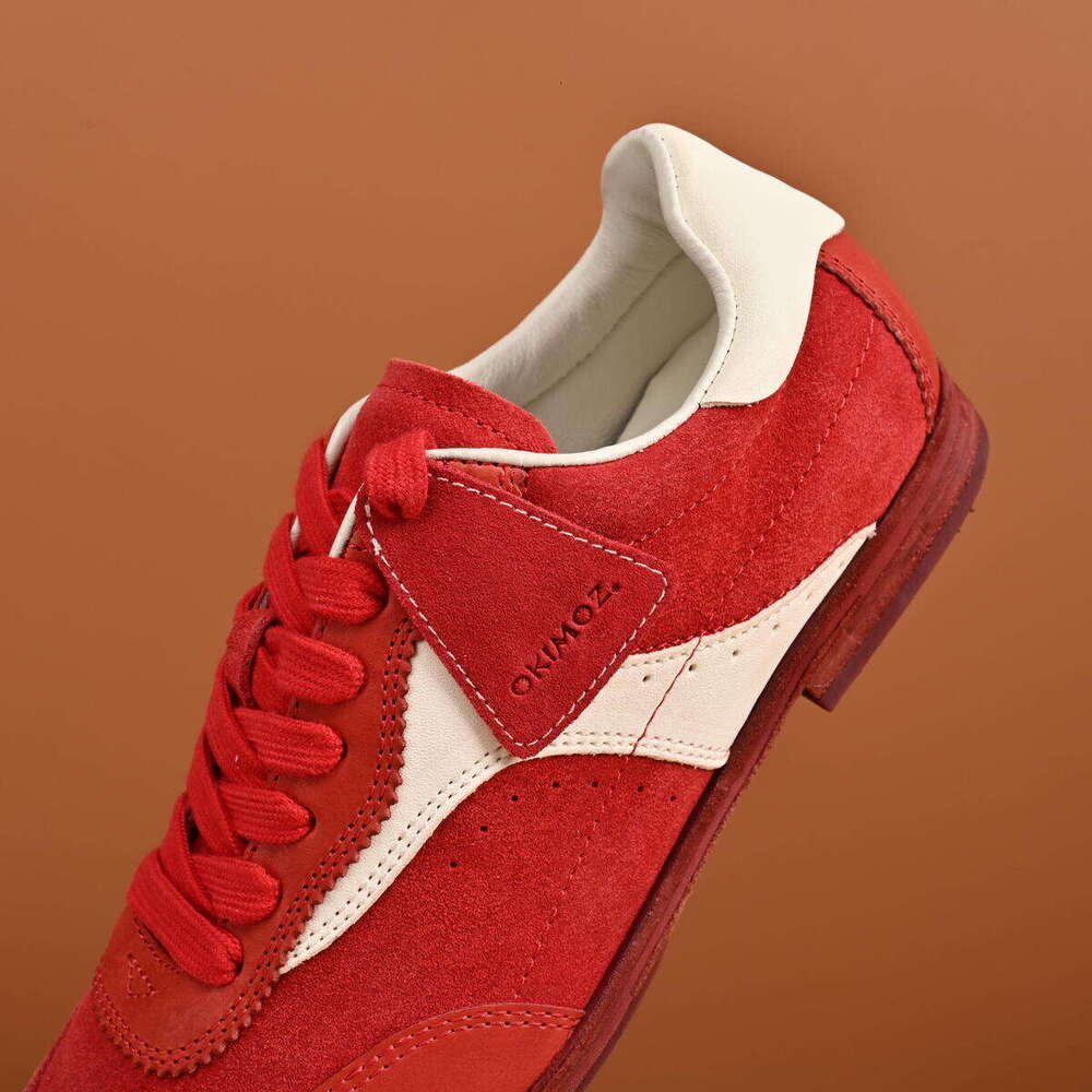 Retro Red and White Casual Sports Shoes - Classic Low-Top Lace-Up Design Okimoz