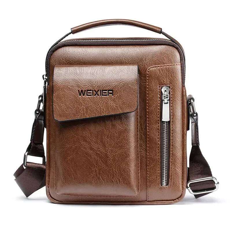WEIXIER Men Shoulder Crossbody Multi-function Men's Handbags Capacity PU Leather For Male Messenger Bags Tote Bag