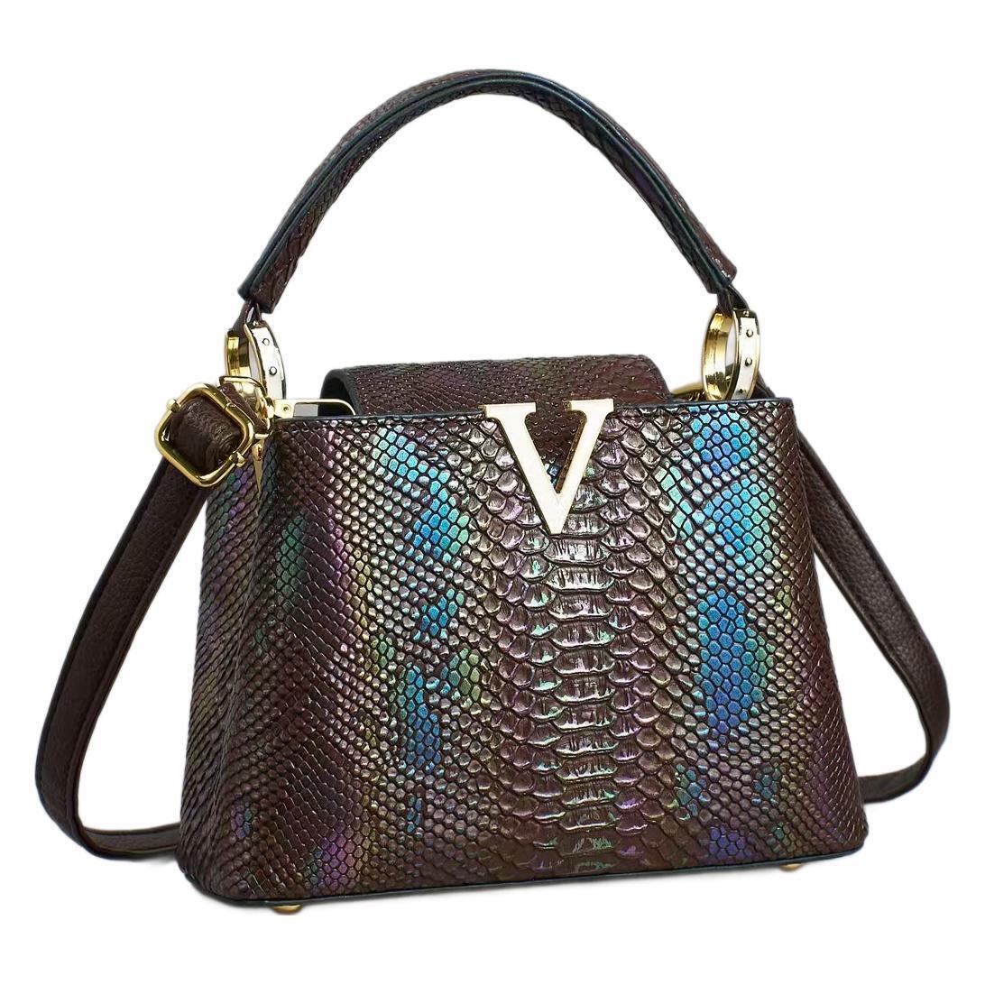 New Designer Bag 2025 Bag Colorful Snake Pattern Handbag Textured Shoulder Crossbody Bag Hot Luxury bag Selling Baga