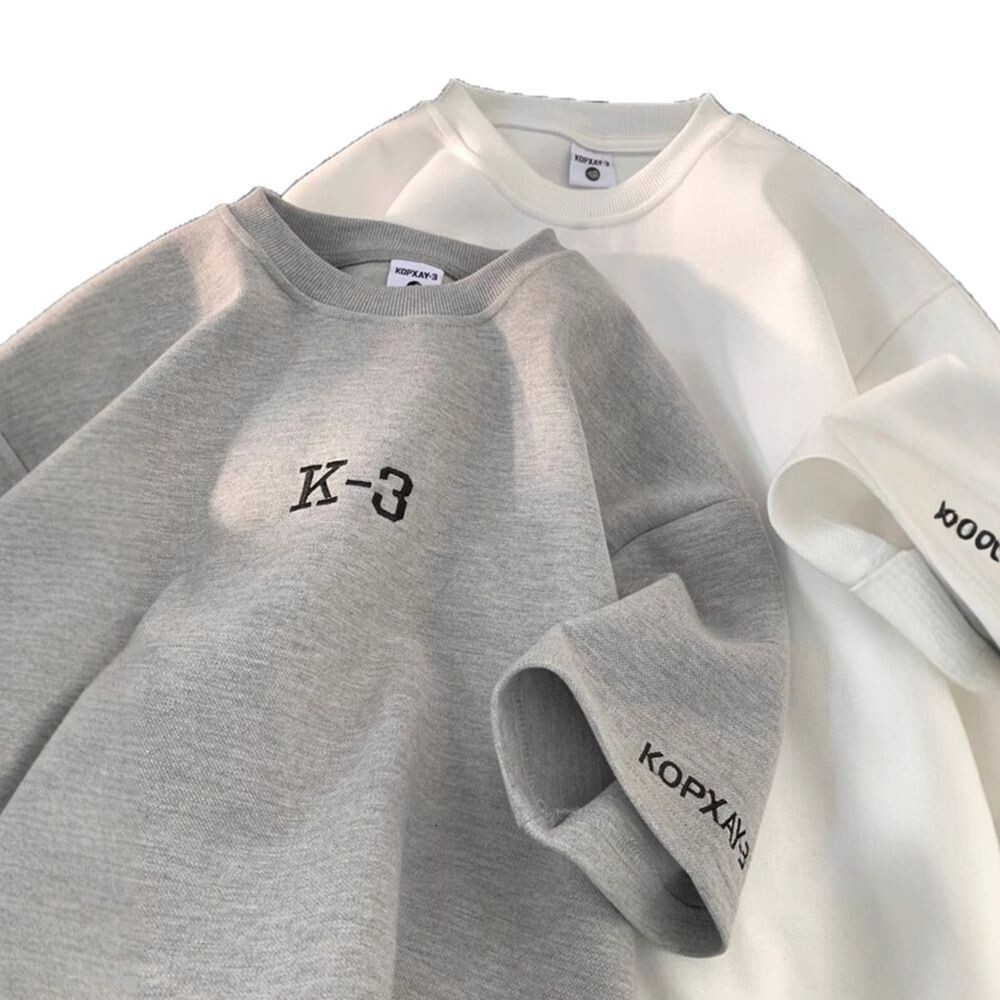 Letter Print Heavyweight Short Sleeve T-shirt Designer Short Sleeves For Men Summer American Retro Tee Shirt Youth Loose Round Neck Clothing