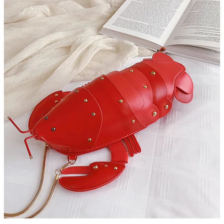 Lobster Design Mini Shoulder Bag for Women - Trendy Cartoon Animal Style Chain Crossbody Handbag