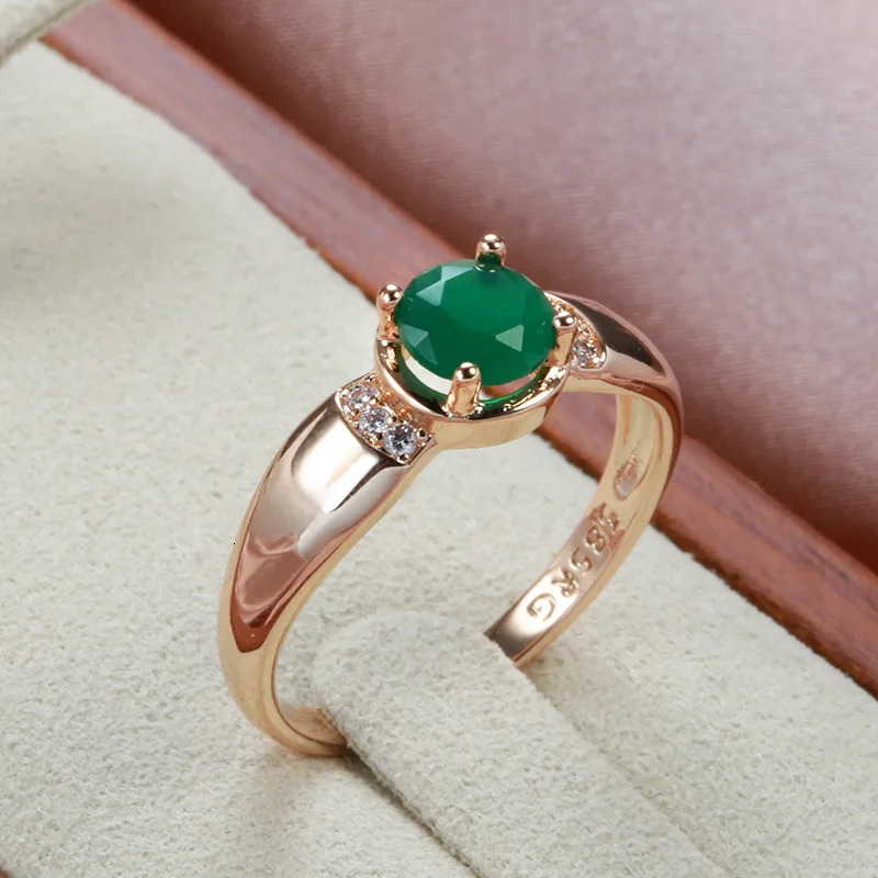 18K Multi Gold Ring for Women Natural 1 Emerald with Diamond Jewelry Anillos De Bizuteria Anillos Mujer Gemstone Rings Box 250716