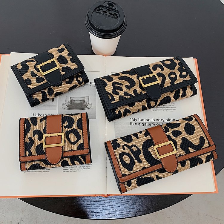 Luxury Wallet Women's Leopard Print Tri-Fold Wallet Compact Short Purse Fashion Long Card Holder