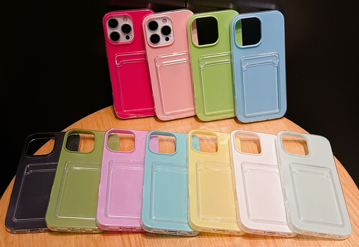 Card Pocket Cases For Iphone 16 Plus 15 Pro Max 14 13 12 11 Iphone16 Hard PC Soft TPU Luxury Fashion Crystal Credit ID Card Slot Mobile Phone Back Cov