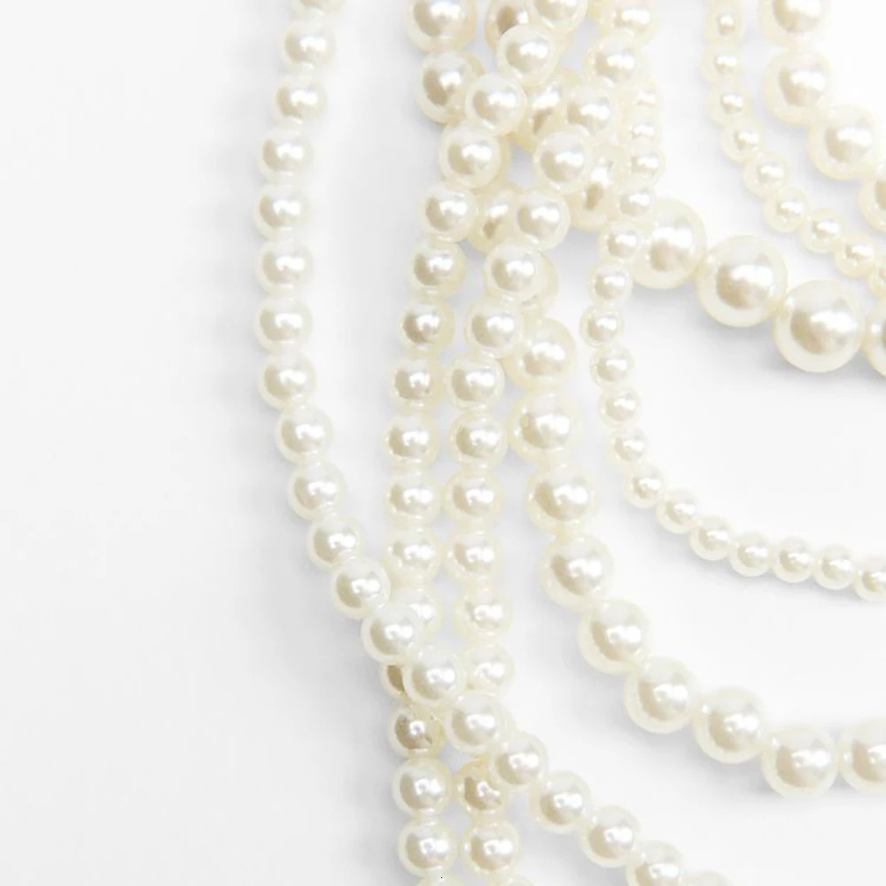 girlgo Zaa MULTI-STRAND FAUX PEARL NECKLACEAutumn Suit Sweater Long Necklace Daily Shopping Wedding Jewelry Accessories 250628