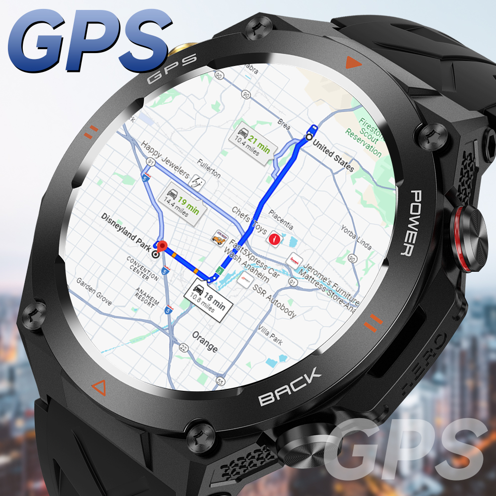 KC82 Smart Watch GPS Tracking Outdoor Sports Compass AI Voice Bluetooth Call Altitude Air Pressure 650mAh Battery Smartwatch Men