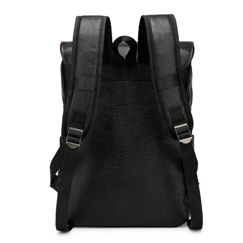 gsVintage Laptop Leather Backpacks for School Bags Men PU Travel Leisure Large Capacity Waterproof Backpacks Students Schoolba Z250702