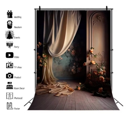 Wedding Backdrop for Photography Vintage Wall Curtain Flower Bridal Shower Pregnant Art Photo Background Decor Photo Studio Prop