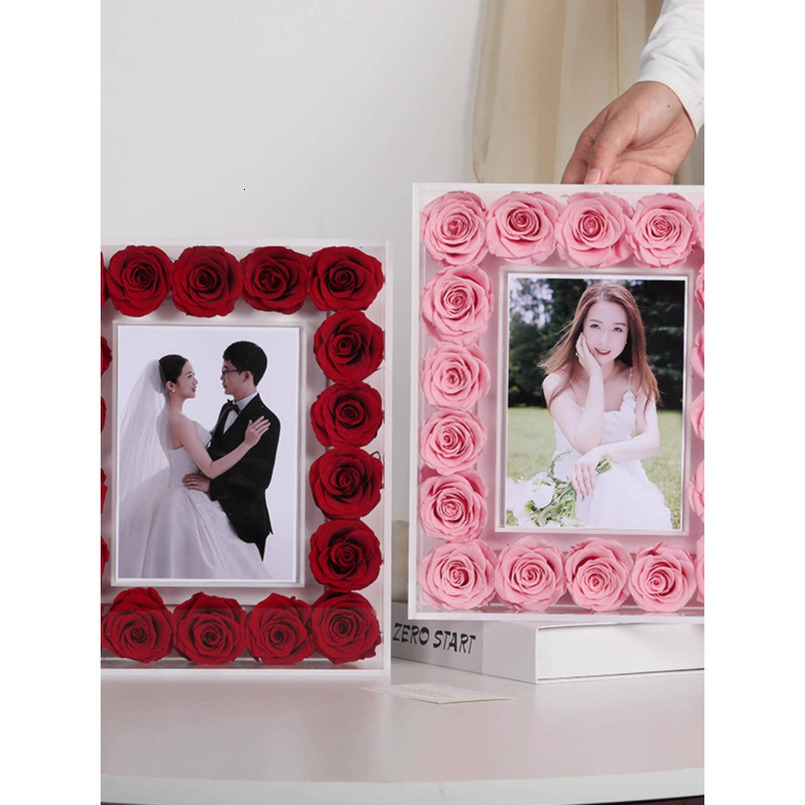Acrylic Box Simple Romantic Chinese Festive Eternal Flower Transparent Strong Photo Frame H260306