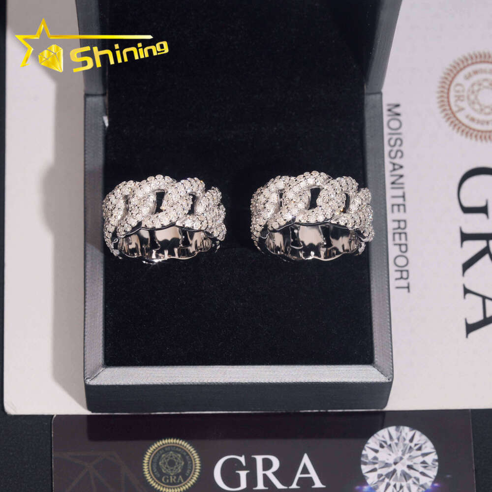 GRA Certificate Pass Dia Tester High Quality Sier Fine Jewelry Iced Out Hip Hop Moissanite Cuban Ring