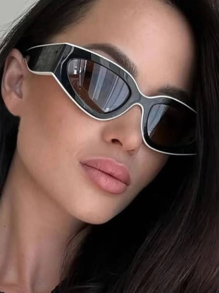 heevoo Punk Cat Eye Sunglasses for Women Brand Designer Edgy Square Frame Plastic 2025 New Fashion Retro Vintage Accessories ddmythur