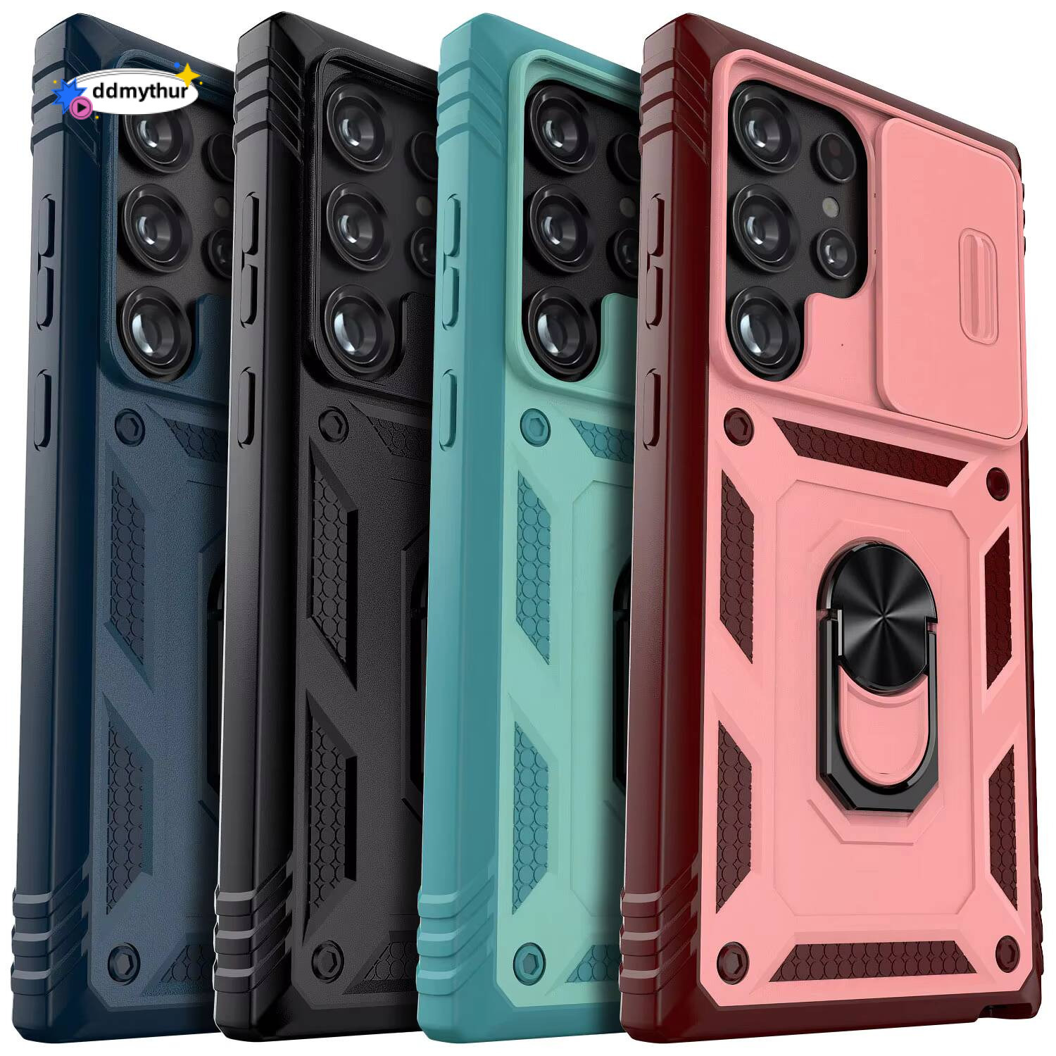 For Samsung Galaxy S24/S24+/S24 Ultra 5G Phone Case Hybrid Ring Kickstand Card Slot Camera Protection Hard Shockproof Cover ddmythur
