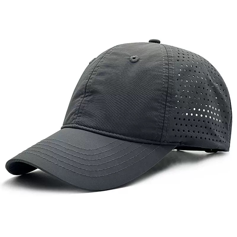Quick-drying laser perforated soft top outdoor sunshade baseball cap with brim