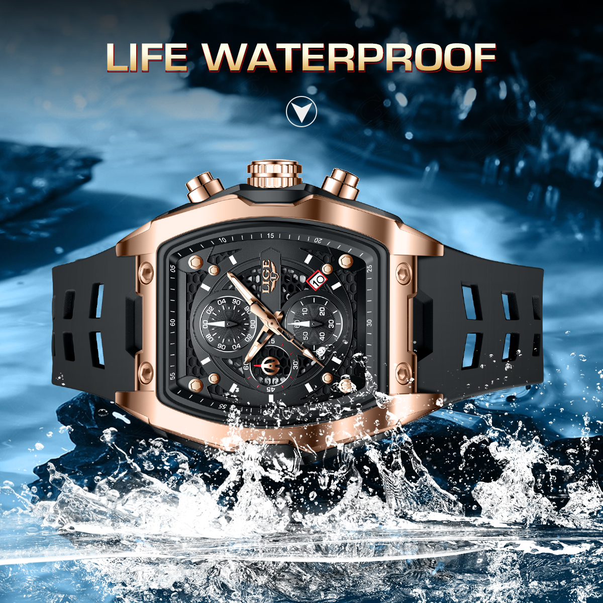 LIGE Men's Quartz Watch Waterproof Watch Top Brand Men's and Women's Universal Style Square Case Fashion Business Watch Holiday Gift Te