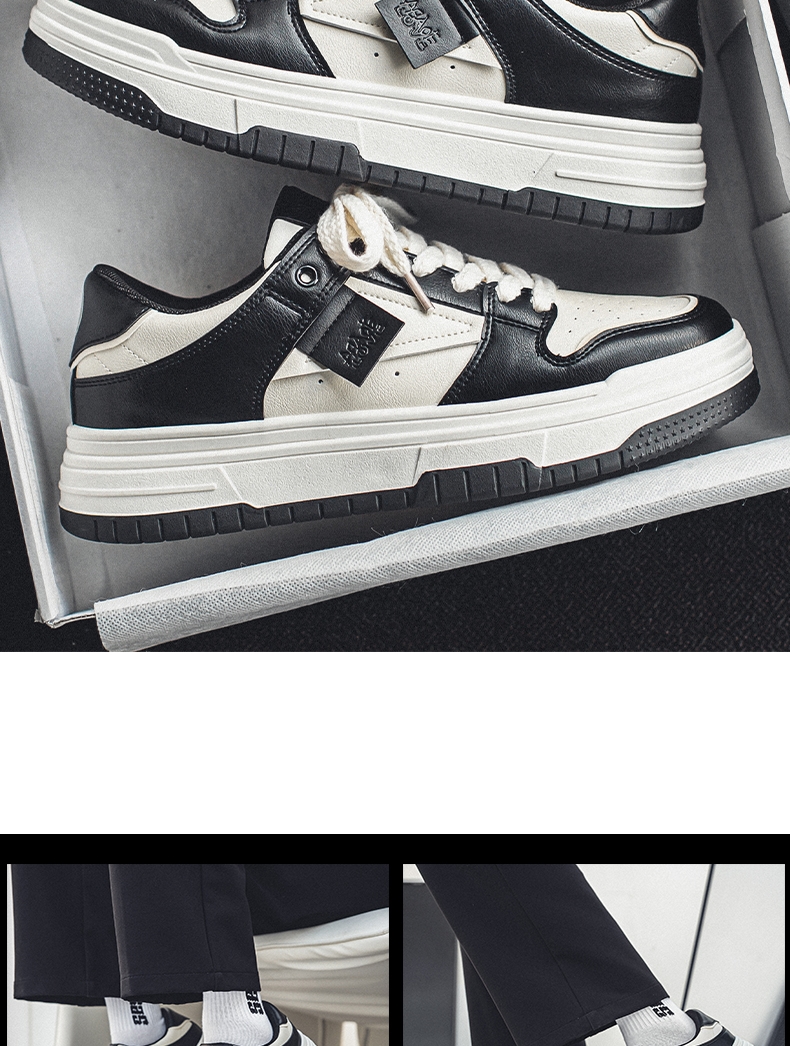 Spring board shoes men's casual trendy shoes trendy brand black and white panda designer skateboard shoes ultra light thick sole