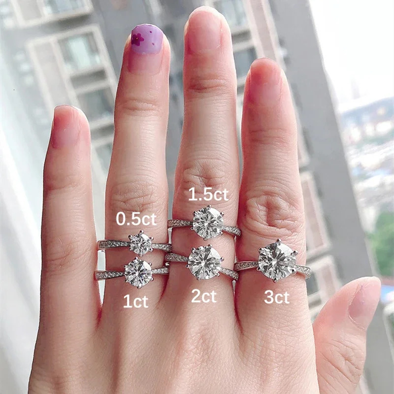 NKHOG Real 3 Rings For Women 925 Sterling Silver Classic 6 Claws Engagement Band Jewelry Romantic Wedding Ring 250716