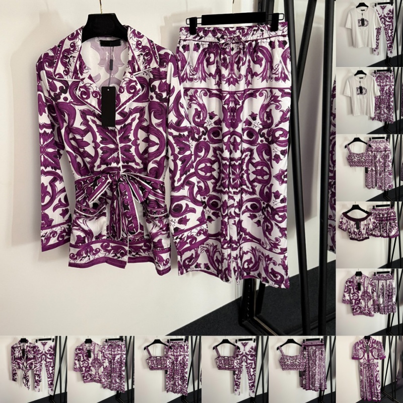 Luxury Women Pants Blouse Outfits Designer Purple Skirt Cropped Vest Tops Summer Vacation Street Style Birthday Party Wedding Dress