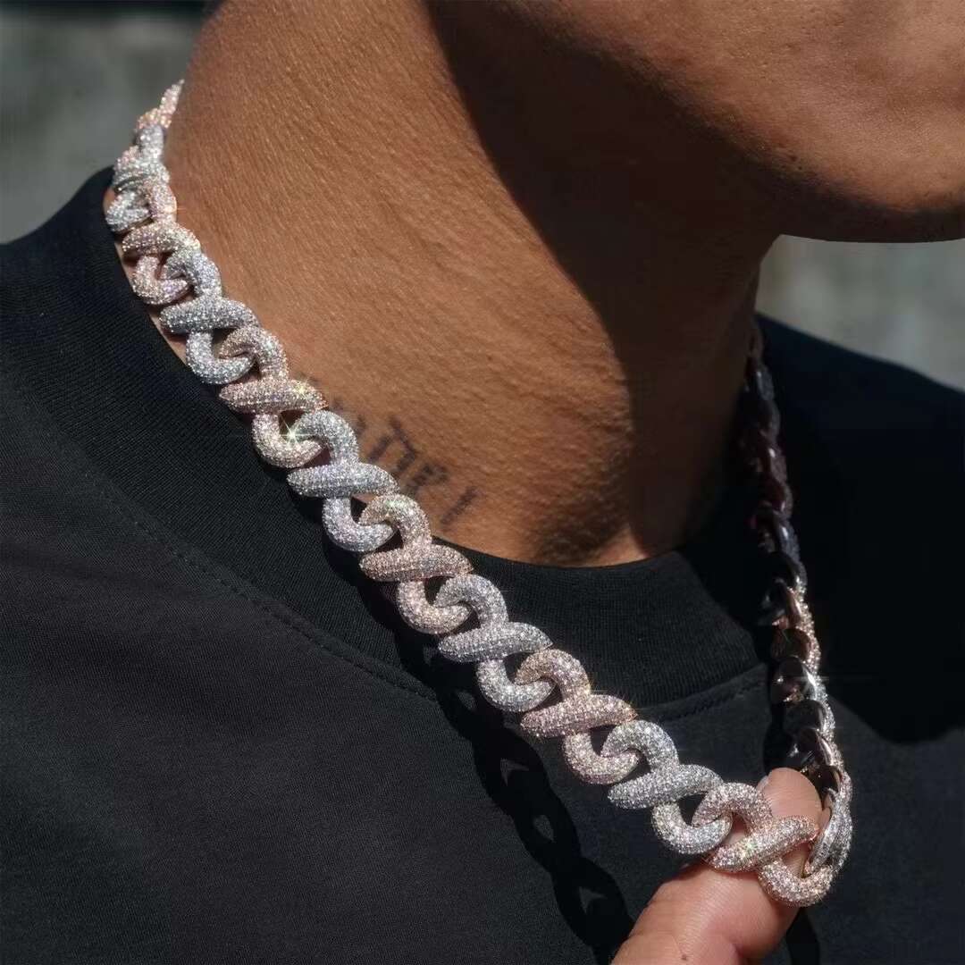 13MM Vintage New Type Cuban Style Necklace Fascinating Price Gold Plated Copper Zircon Moissanite Link Chain Retro Vintage Style