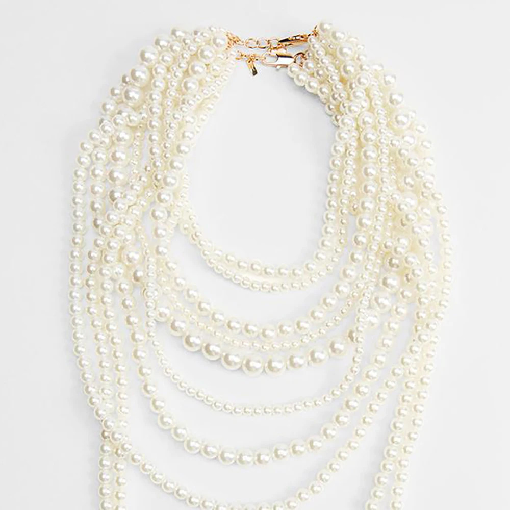 girlgo Zaa MULTI-STRAND FAUX PEARL NECKLACEAutumn Suit Sweater Long Necklace Daily Shopping Wedding Jewelry Accessories 250628