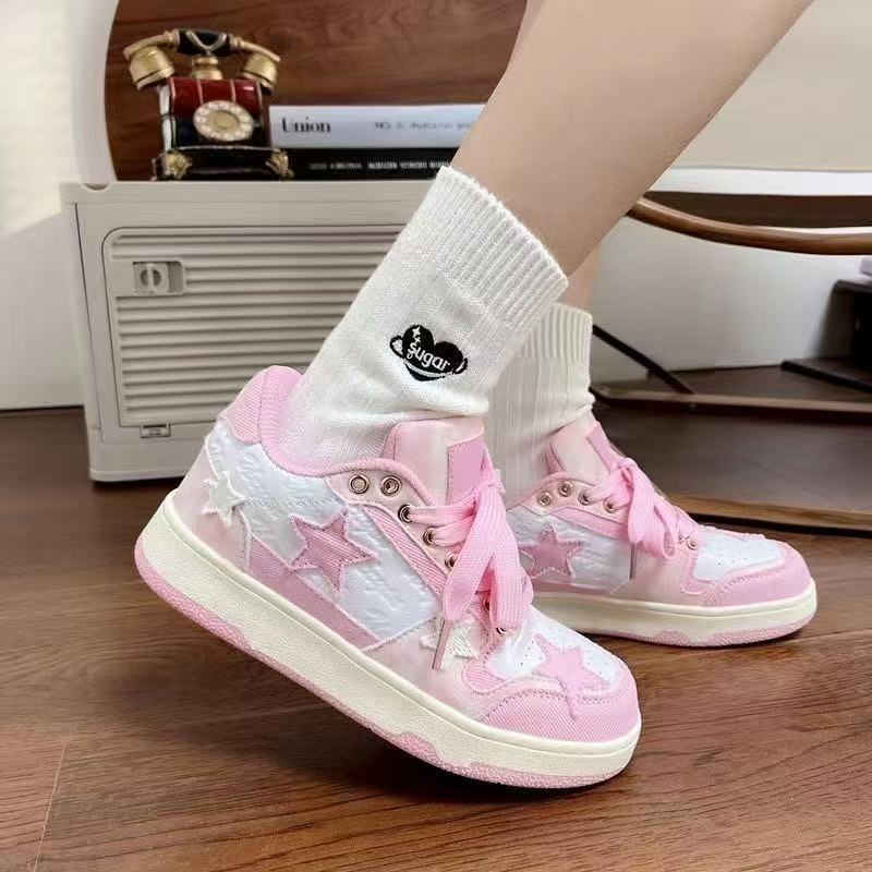 Popular Instagram versatile pink star casual high-end shoes, children's low cut sports board shoes, men's and women's versatile