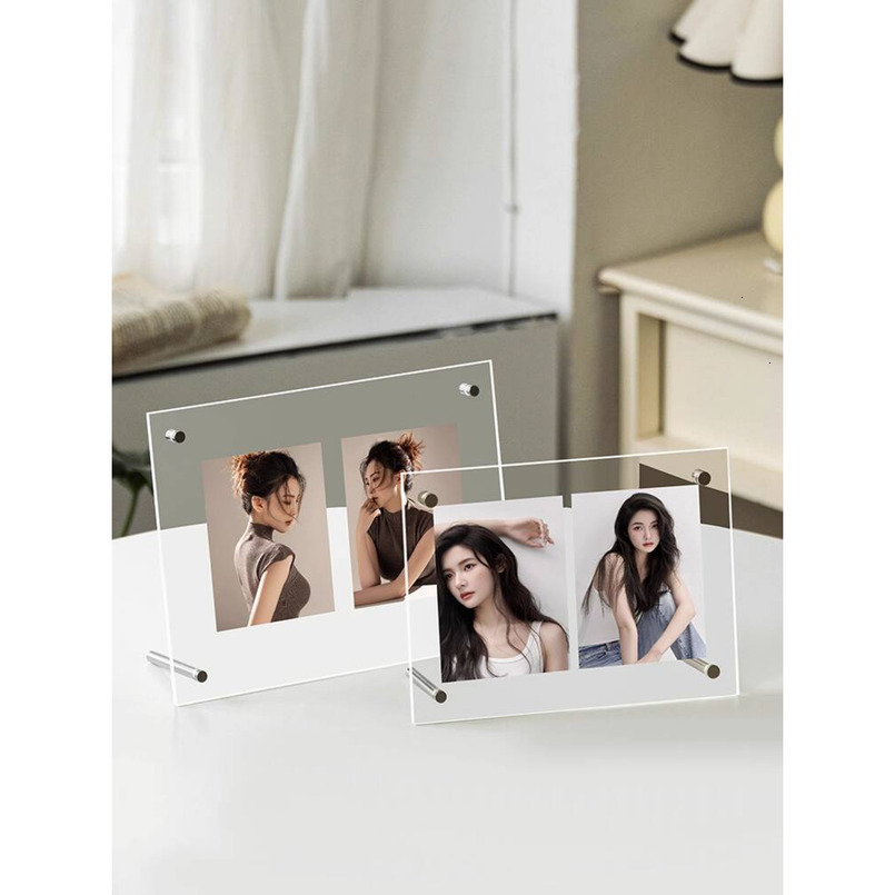 Acrylic Photo Frame Creative 6inch High-end Feel Stand 7 Double-sided Transparent Photos 8 Poster Display Rack A4 Mounting H260306