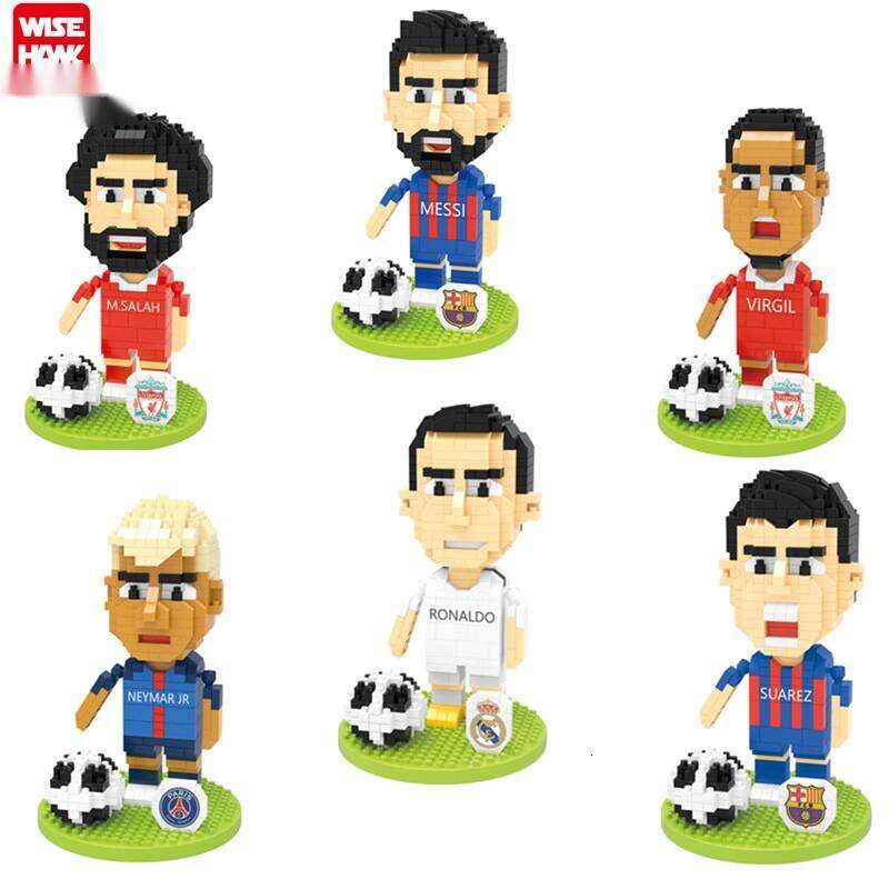 Tiny Particle World Cup Messi Figurine Soccer Star C Ronaldo Barcelona Neymar Doll Model Ornament Building Blocks
