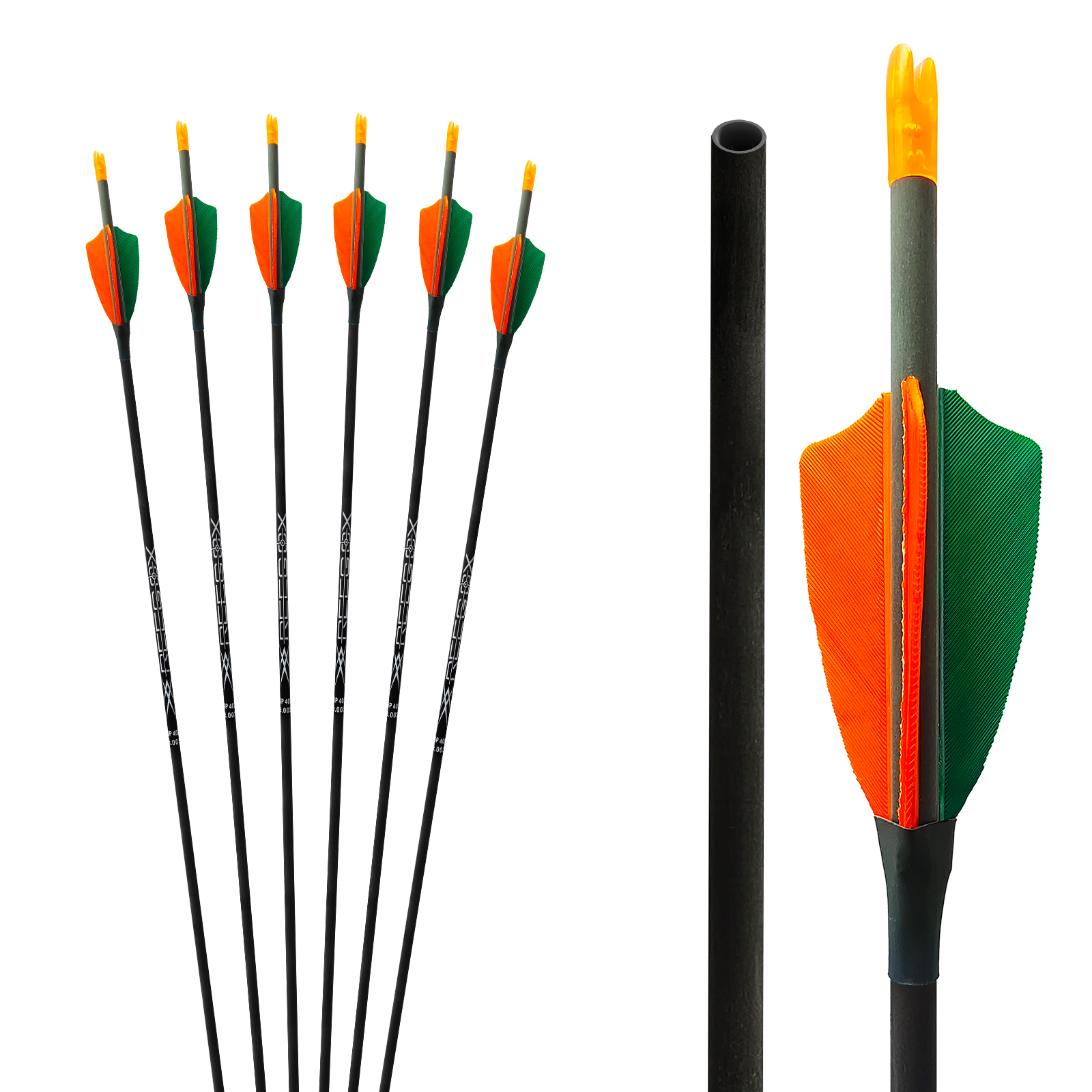 Carbon Hunting Arrows 31inch Archery Training Arrows Without Arrowheads Turkey Feathers 4.2mm Targeting Arrows for Bow Spine 350-1500 (6Pcs)