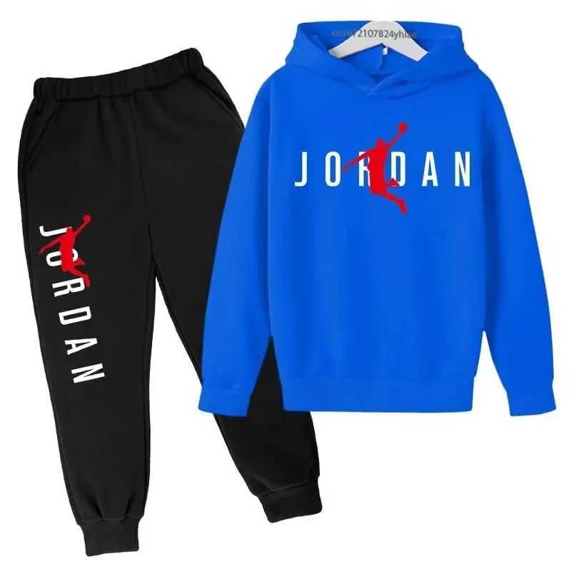 Kids Leisure Letter Print 2pcs Hoodie+Pants Tracksuits 3-13 Years Boys Girls Spring Autumn Outfits Streetwears Children Clothes z250703O295