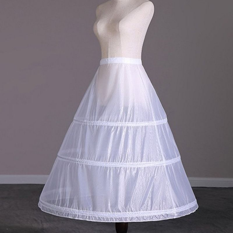 Elegant Wedded Womans Tulle Slip Skirt Ivory A-Line Bridal Filler Featuring Reinforced Ruffles & Rings