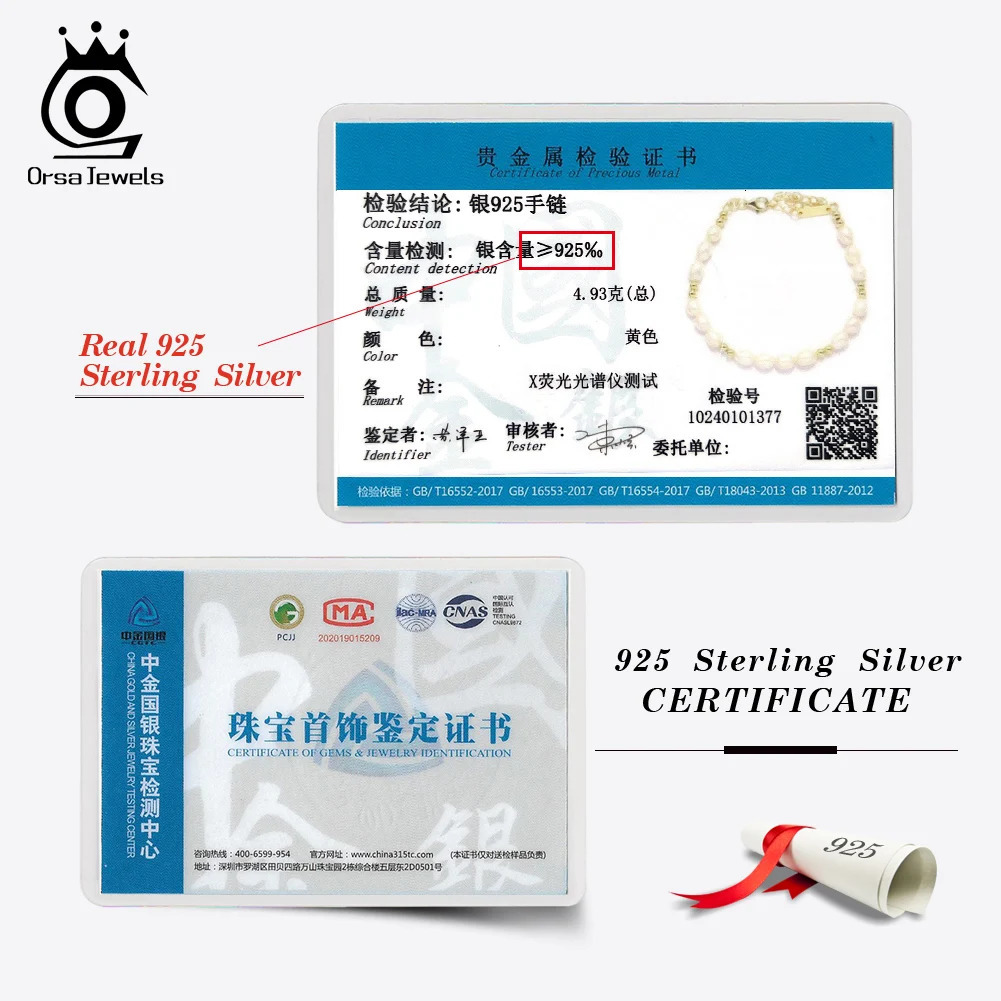 ORSA JEWELS Elegant 14K Gold Beads Bracelet 925 Sterling Silver Freshwater Pearl Chain Bracelets for Women Party Jewelry GPB36 250730