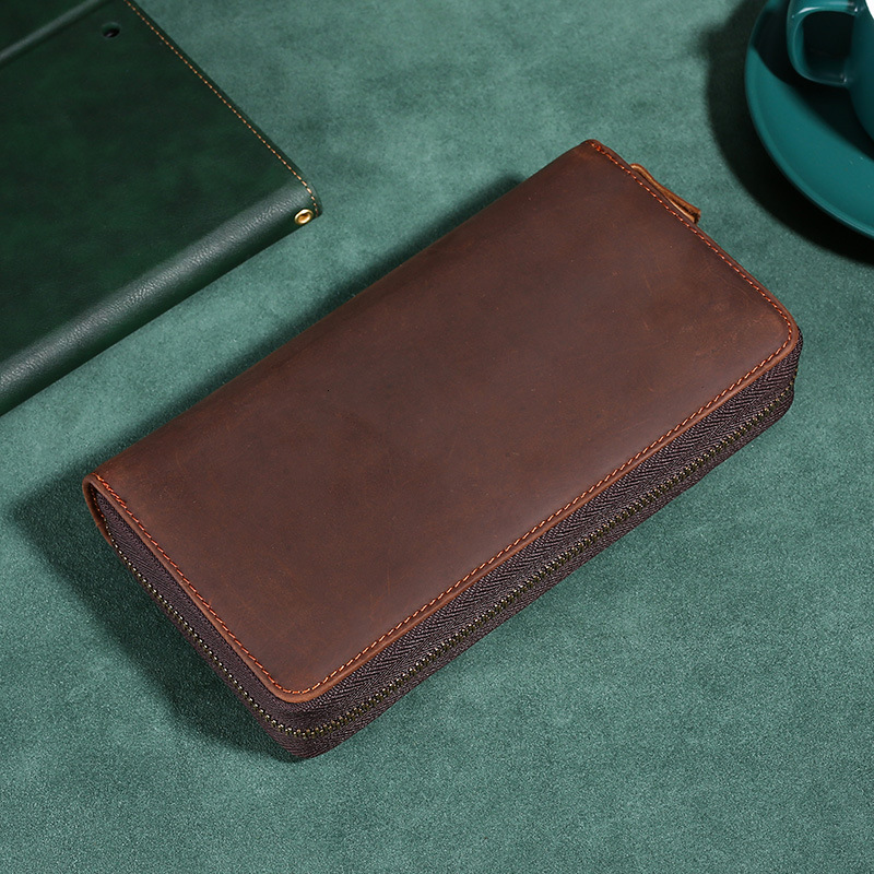 Designer Wallet New Trendy Men's Handbag Crazy Horse Leather Phone Bag Luxury Bag Multifunctional Large Capacity Wallet Outdoor Genuine Leather C