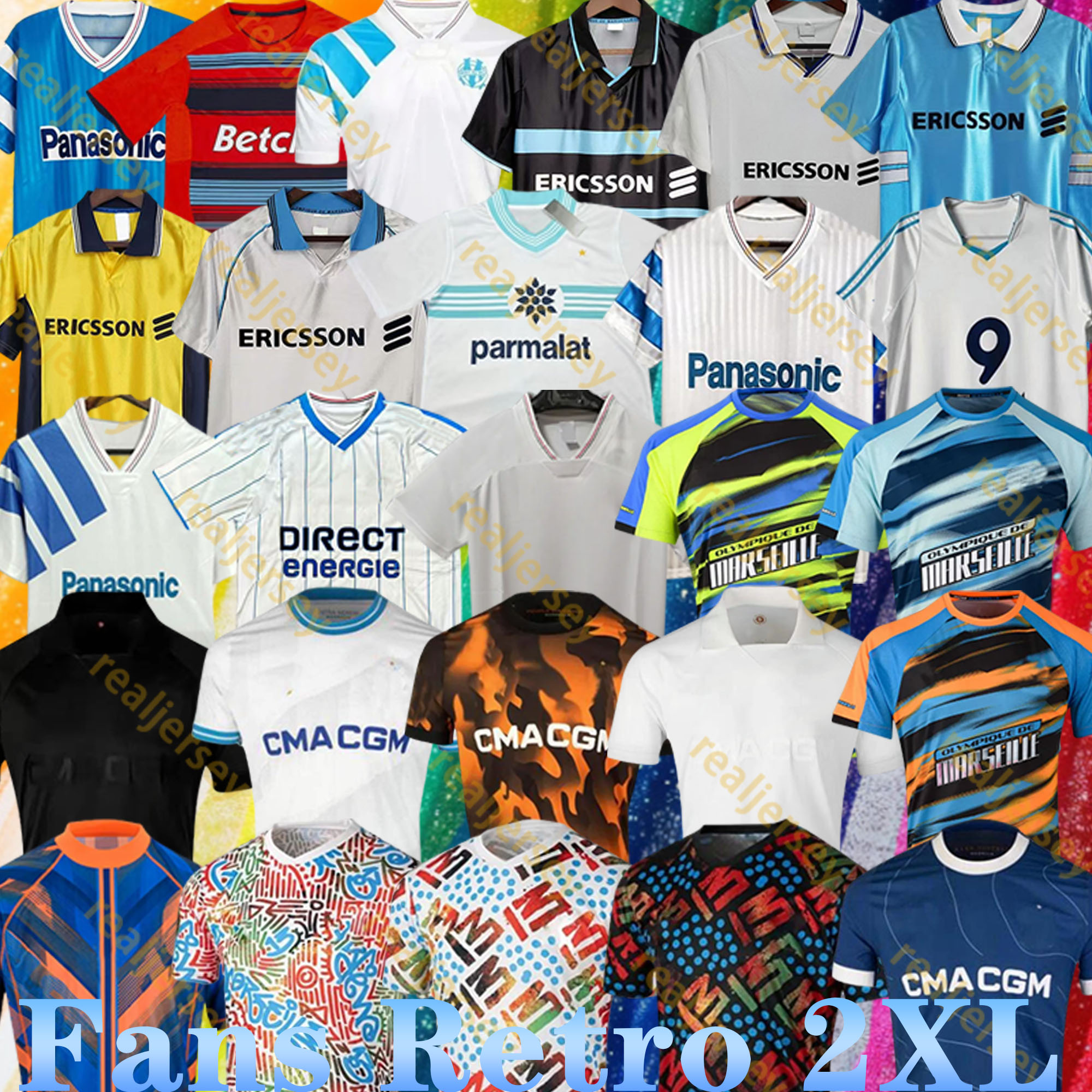 retro marseilL e soccer jerseys 1990 1991 1992 93 98 99 DROGBA 00 03 04 05 06 11 12 Classic vintage Football Shirt BOLI PAYET REMY VOLLER PIRES Maillot de foot Papin Waddle