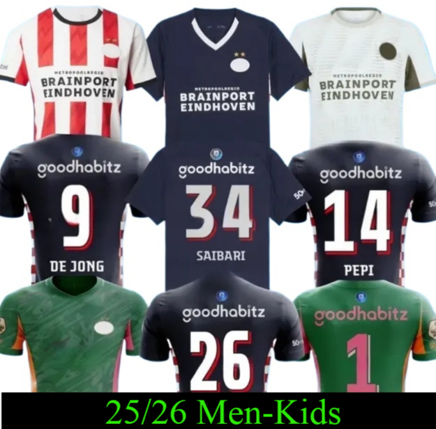 25 26 PSVS soccer Jerseys Eindhoven VERSION 2025 home away 3rd SAIBARI SCHOUTEN PEPI DE JONG LANG TILLMAN KIT foootball KID KIT MANS