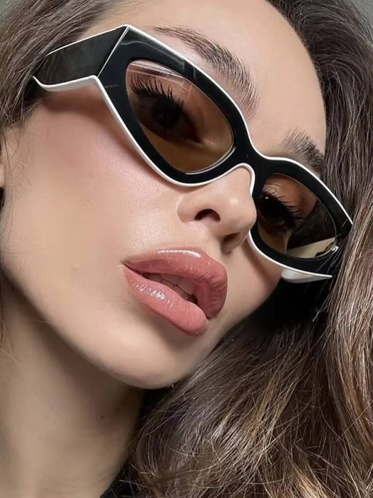 heevoo Punk Cat Eye Sunglasses for Women Brand Designer Edgy Square Frame Plastic 2025 New Fashion Retro Vintage Accessories ddmythur