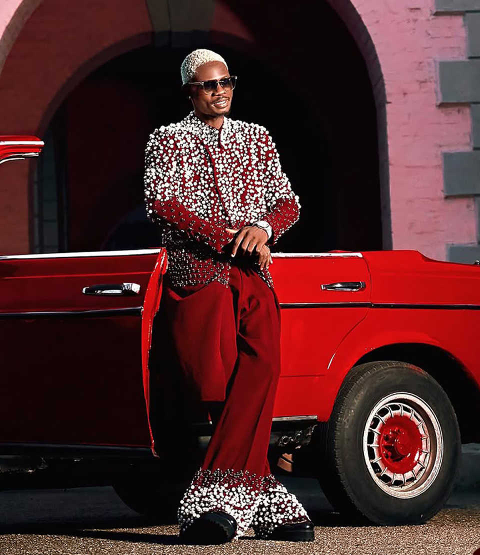 Tailored Mens Fashion Suits 2 Pieces Pearls Crystal Beads Groom Tuxedos Banquet Birthday Party Formal Wear Customized