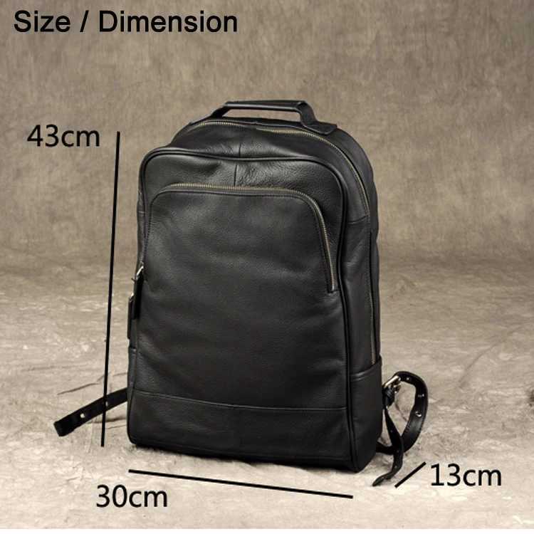 High Quality Fashion Genuine Leather Backpack Men Bagpack Student School Bag Backpack daily male Rucksack large Knapsack Black Z250702