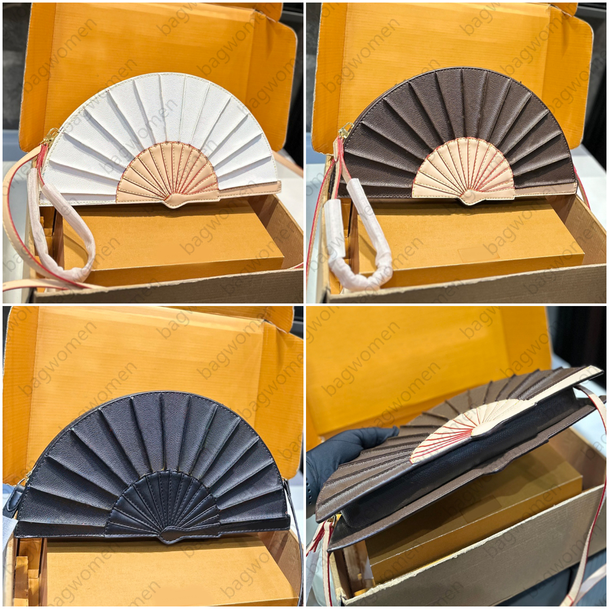 Fan handbag Fan Shaped Shoulder Bag Luxury Bag purse Designer Bags Hobo Bag Sac Luxe Femme Brown Handbag Cowhide Genuine Leather Zipper Open Sac De Luxe Cross Body Bag