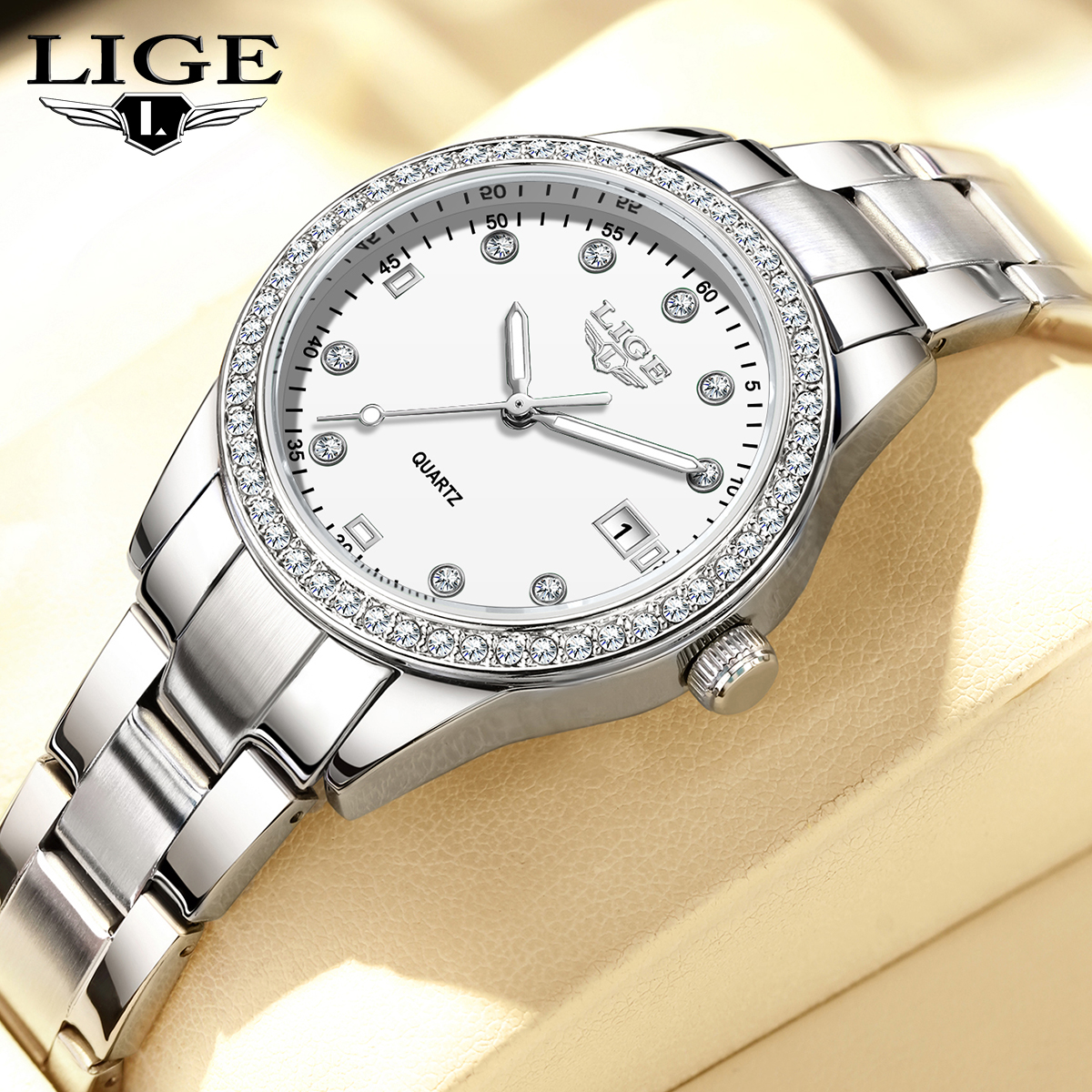 LIGE Quartz Watch Waterproof Watch Top Brand Women's Watch Universal Style Square Case Fashion Business Watch Holiday Gift Teen Watch