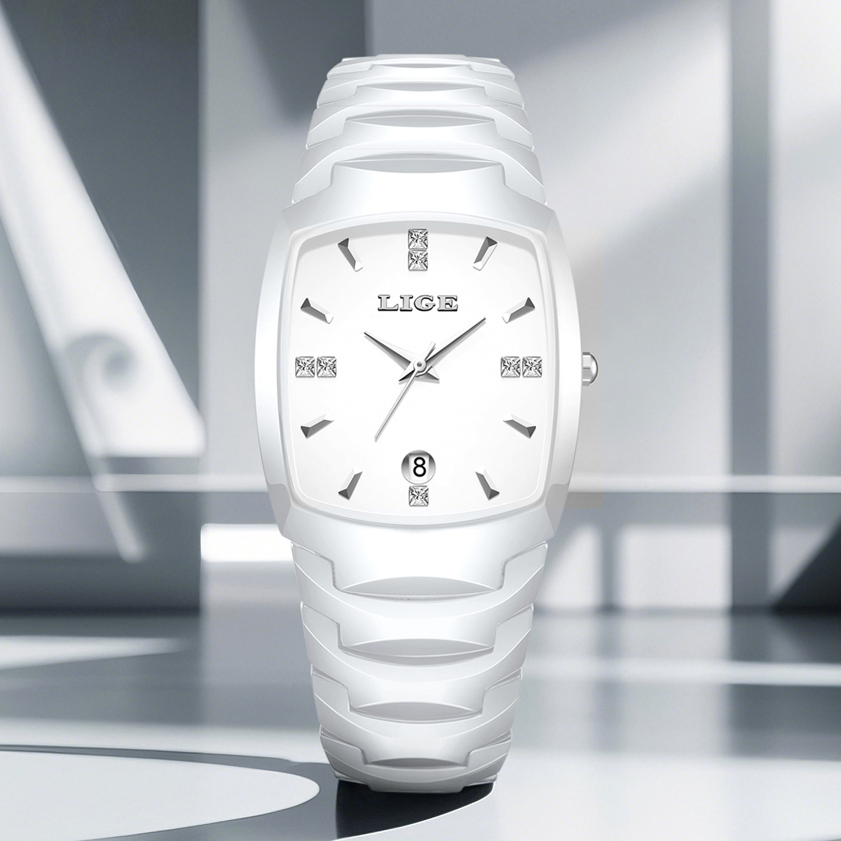 LIGE watch men's universal watch men's and women's same waterproof watch holiday gifts High-end ceramic material watches