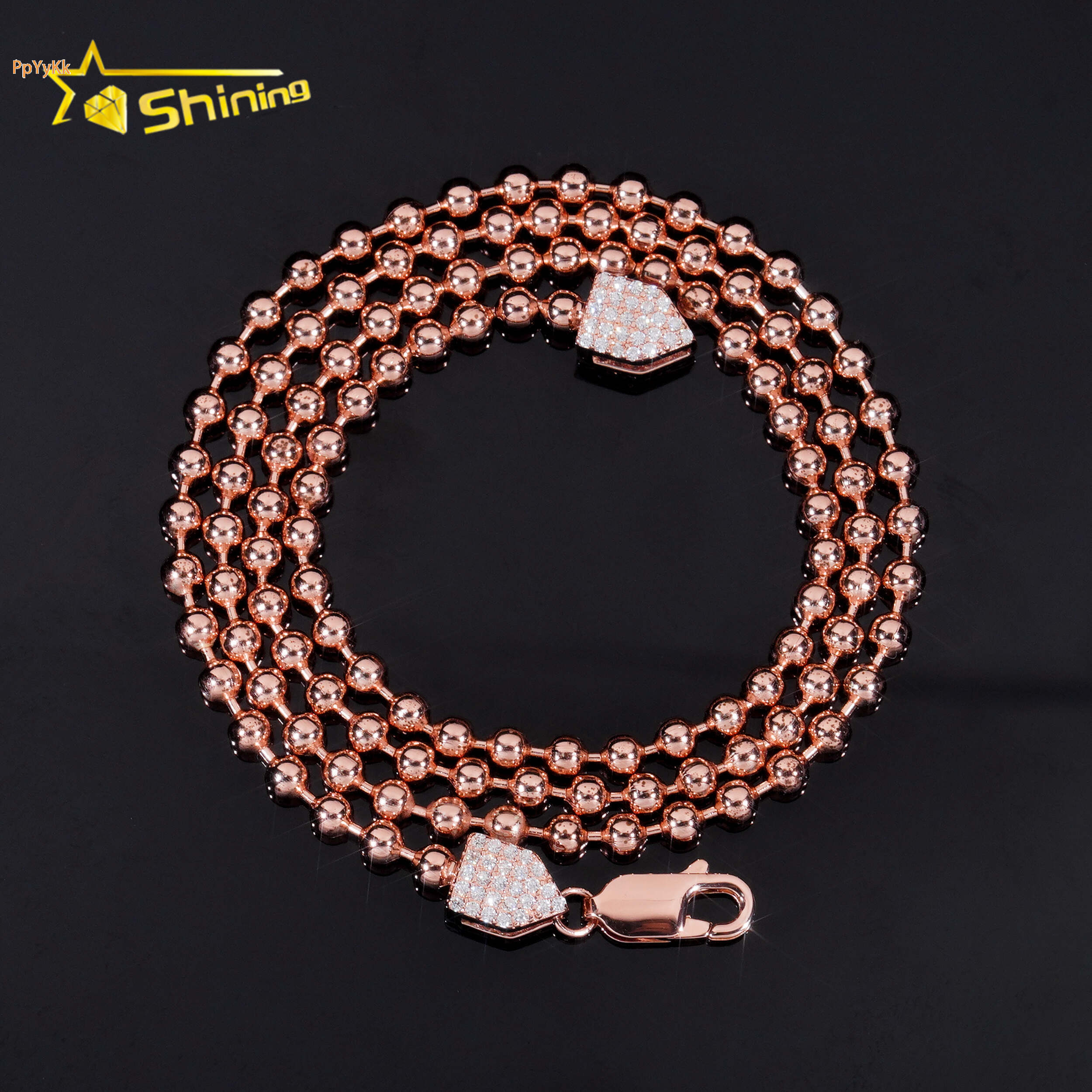 Fine Jewelry 925 Pure Silver Bead Chain Moissanite Clasp Chain Diamond Fashion Hip Hop GRA Certified