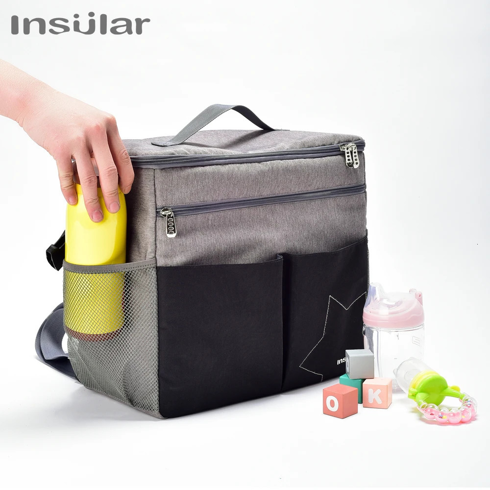 Insular Mommy Diaper Bags Mother Large Capacity Travel Nappy Backpacks With Antiloss Zipper Solid Baby Maternity Nursing Bags w250703