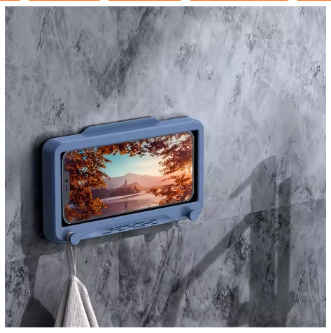 Waterproof Bathroom Mobile Phone Box Wall Mount Phone Holder Touch Screen Shower Phone Holder Self-Adhesive Shower Accessories
