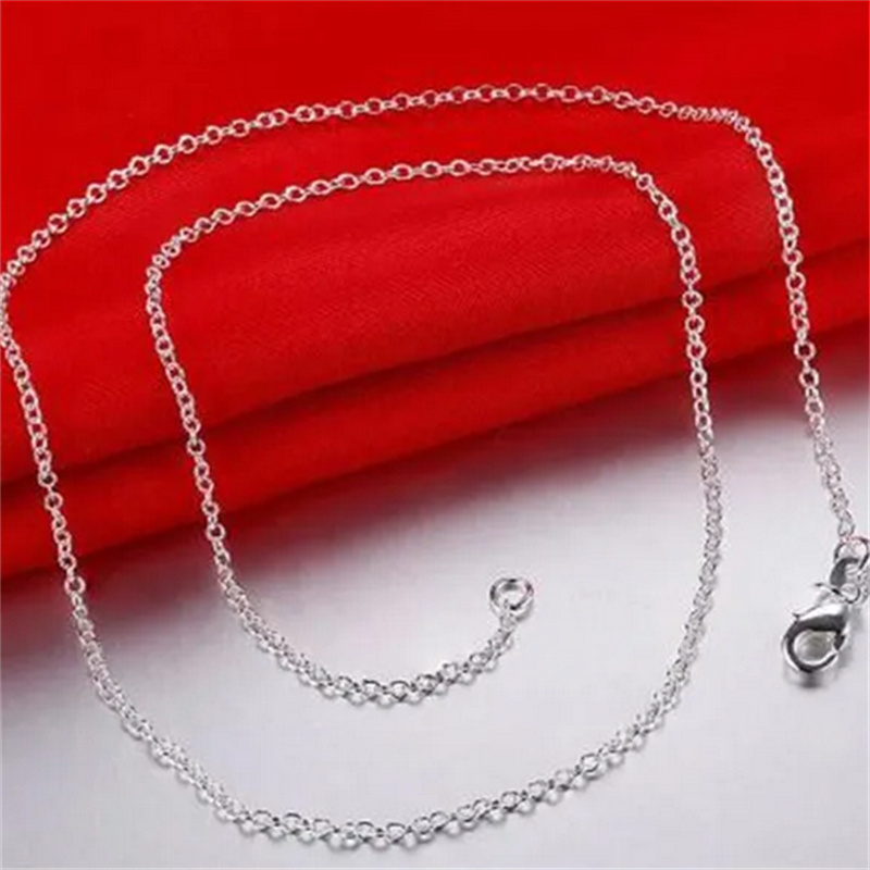 925 Sterling Silver Chain necklace Fashion Men/Women DIY Jewelry Rolo Chain 1mm Necklace 16 18 20 22 24 26inch 100pcs/lot